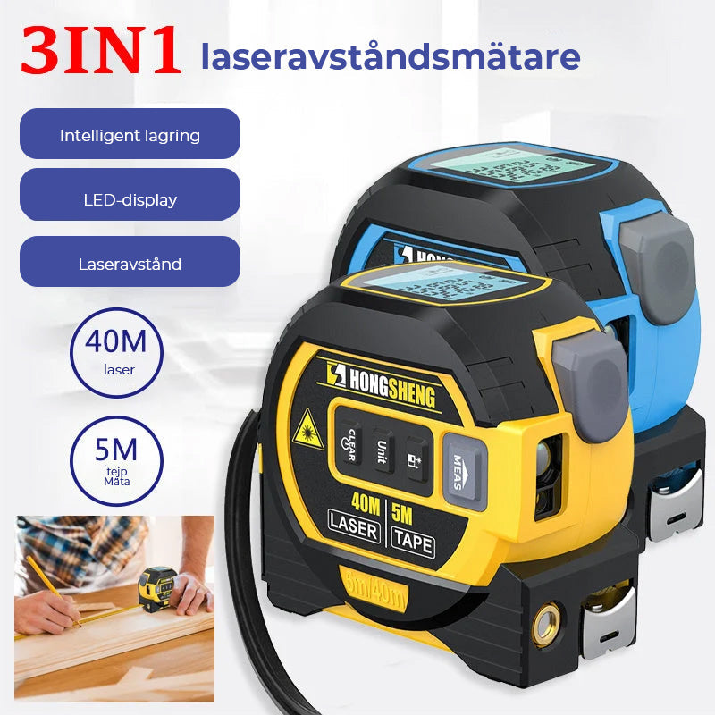 3-in-1 Laser Distance Meter and Tape Measure