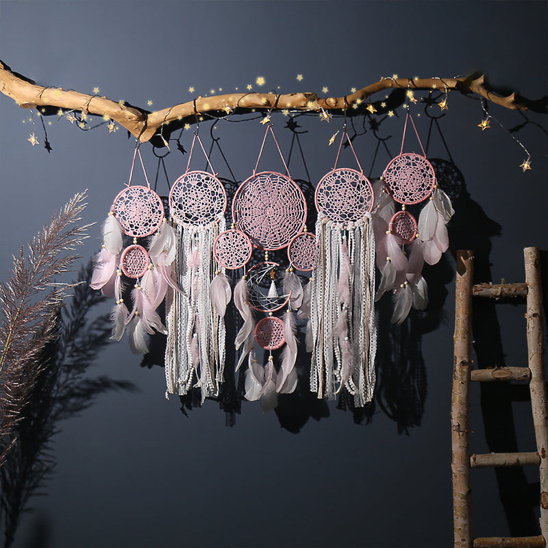 Moon and Stars Dream Catcher Set with Photo Clip String