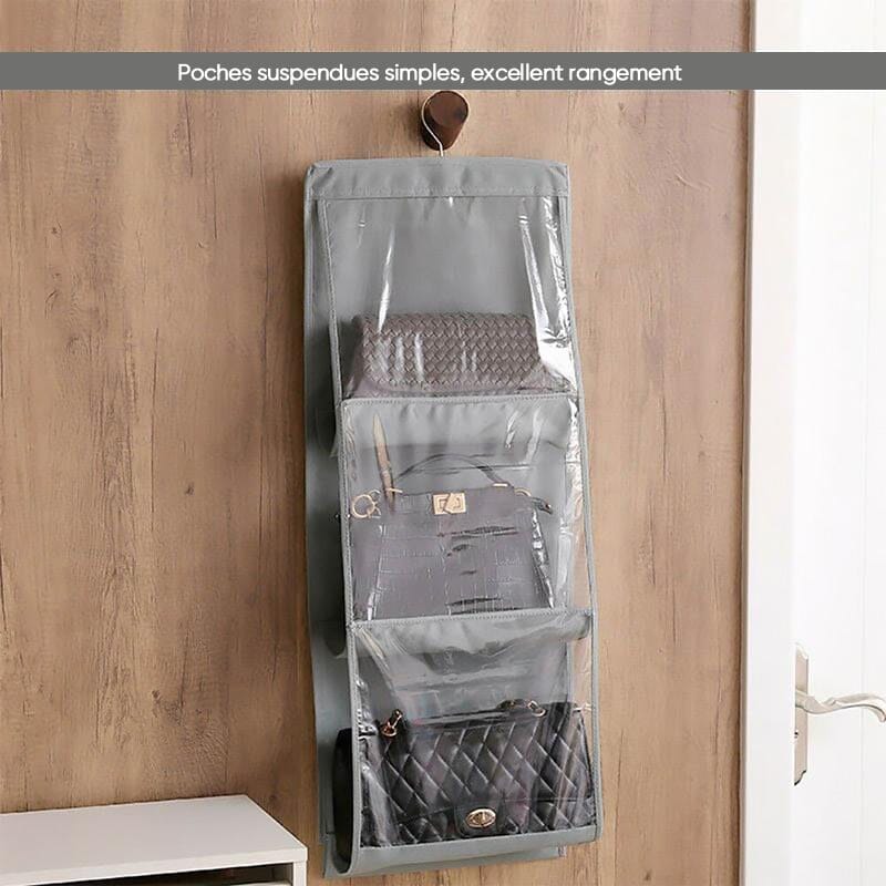 Double-Sided Foldable Wardrobe Organizer with Transparent Pockets