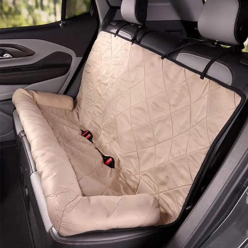 Waterproof Dog Rear Seat Cover with Non-Slip Checkered Design