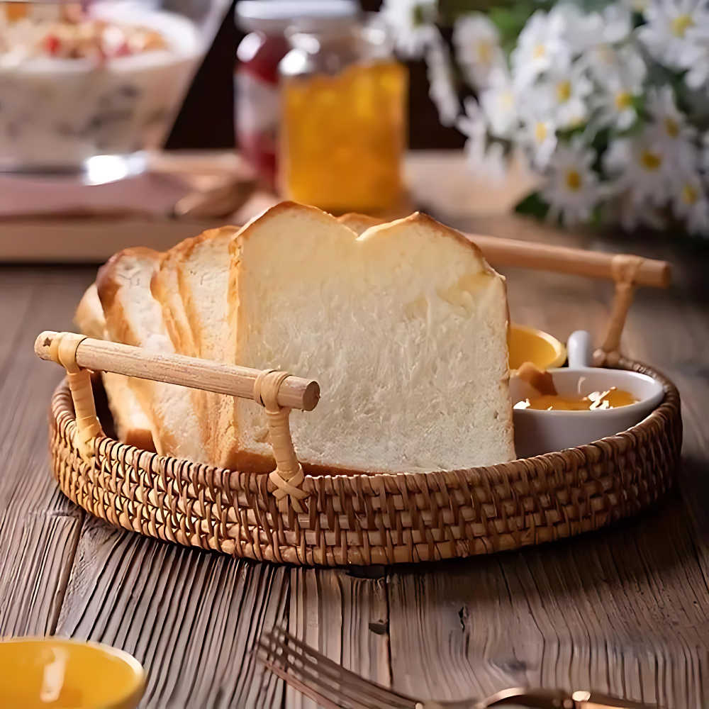 Handcrafted Rattan Serving Tray with Sturdy Handles