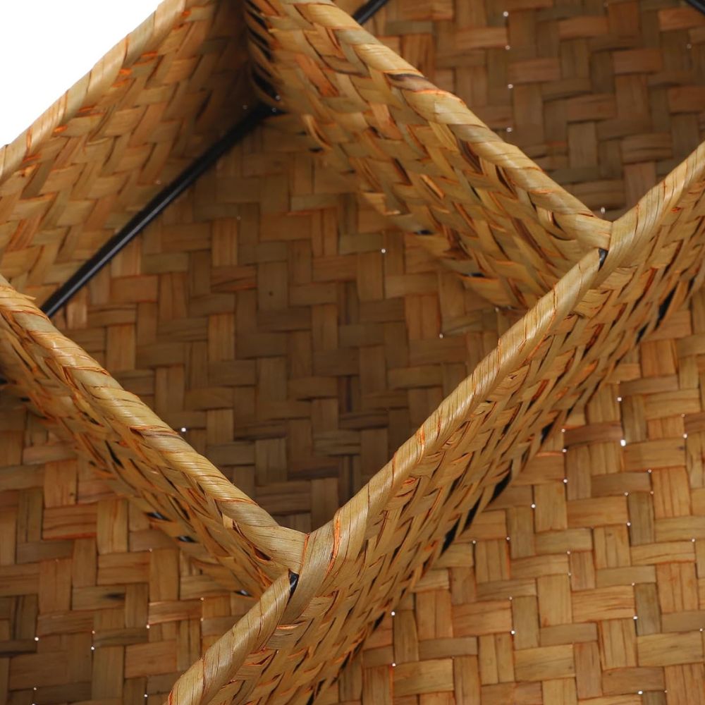 Handwoven Rattan Storage Organizer with Multiple Compartments
