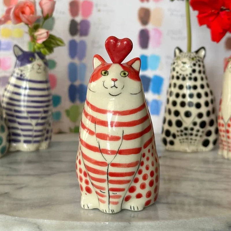 Dotted Cat Ceramic Vase for Flowers