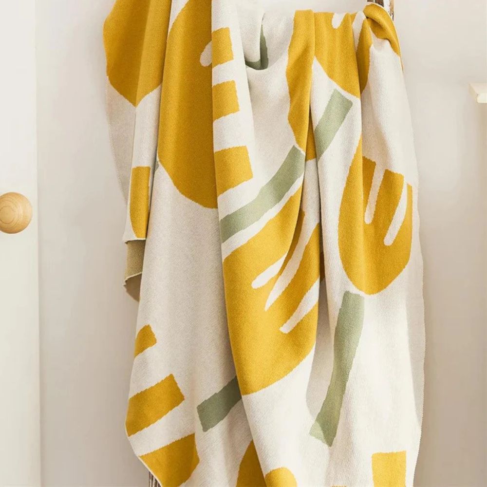 Spring Tulip Floral Cotton Knitted Throw Blanket