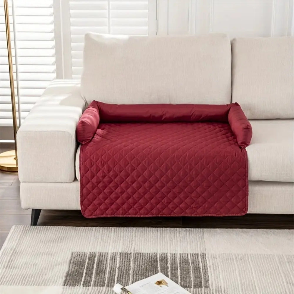 Water-Resistant Quilted Pet Sofa Protector with Bolster Cushions