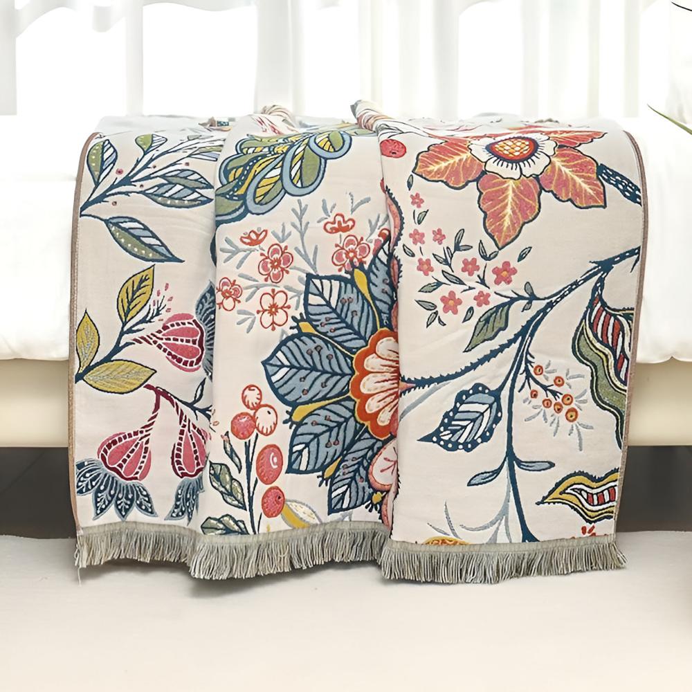 Reversible Floral Cotton Bath Towel