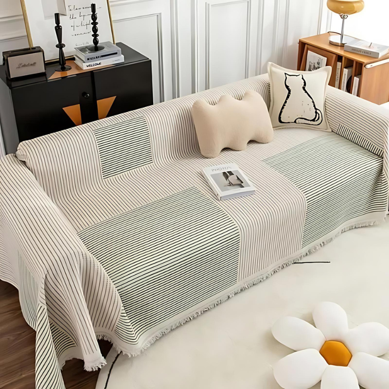 Nordic Tassel Trim Sofa Cover in Multiple Colors