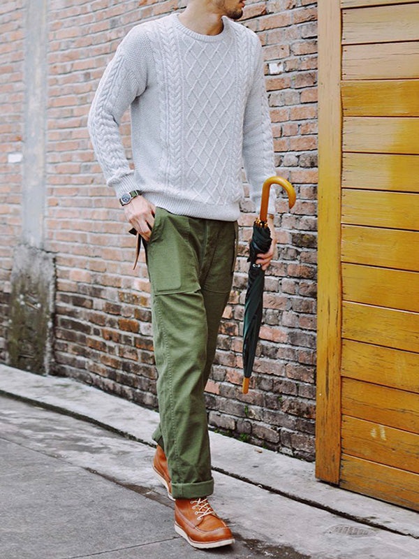 Men's Casual Straight Pants with Adjustable Waist