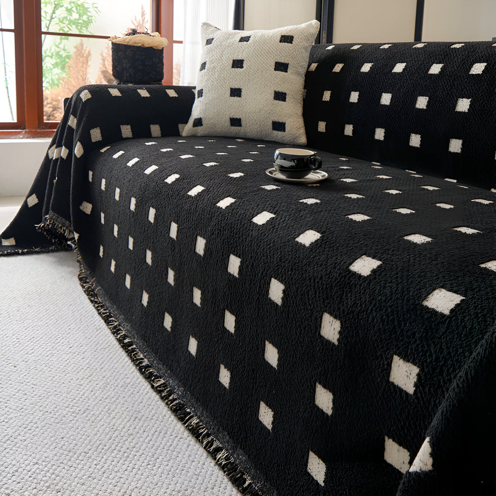 Plush Microfiber Square Matrix Sofa Cover