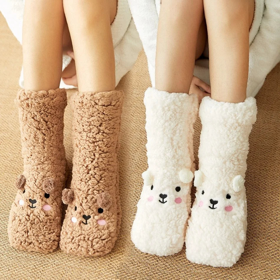 Kawaii Bear Fleece Non-Slip Warm Socks