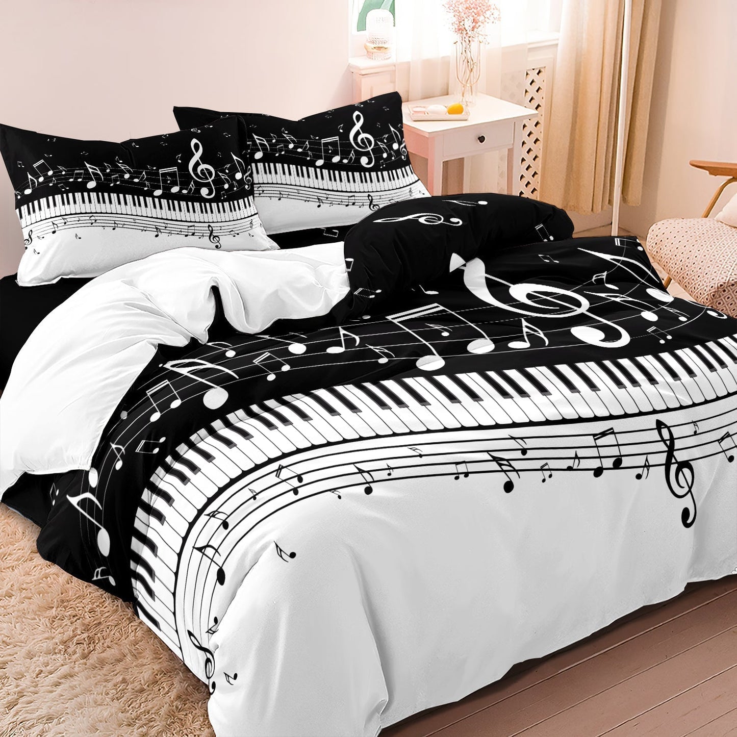 Piano and Music Note Cotton Bedding Set