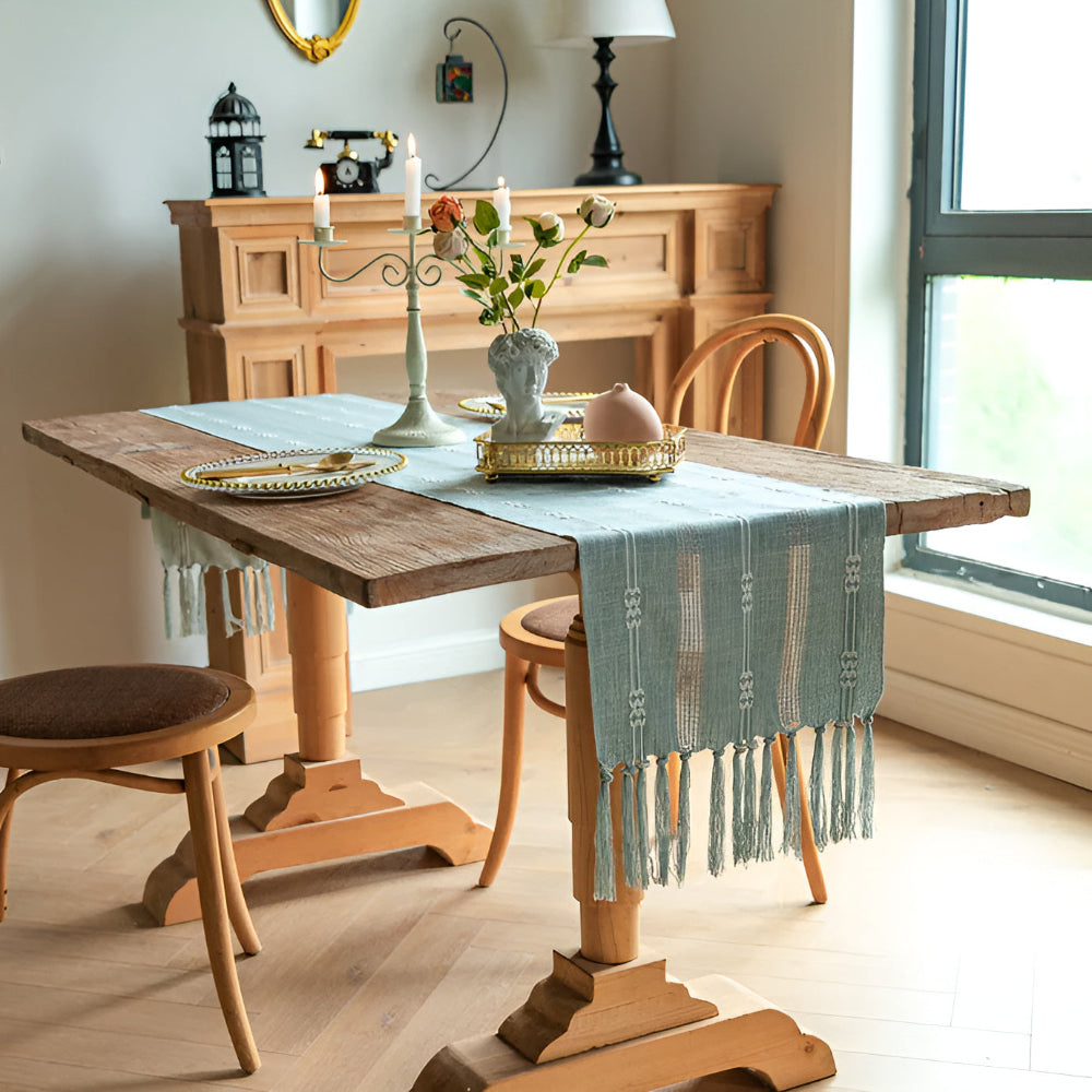 Woven Microfiber Tassel Table Runner