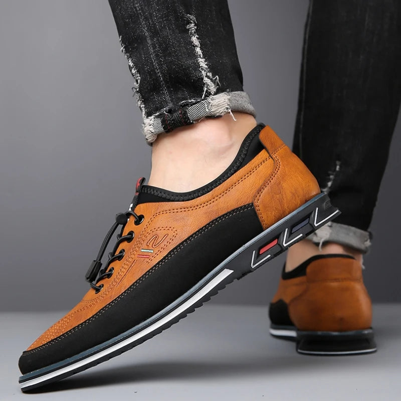 Comfortable Stylish Men's Work Shoes in Breathable PU Leather