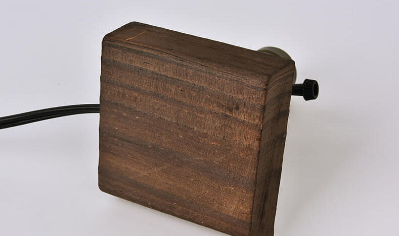 Vintage Industrial Iron Table Lamp with Pine Wood Accent