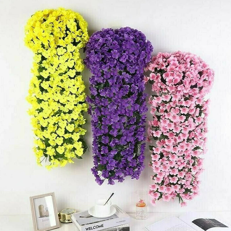 Purple Silk Hanging Flower Basket