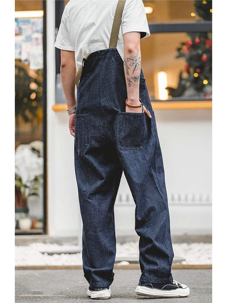 Navy Cotton Denim Deck Overalls for Men