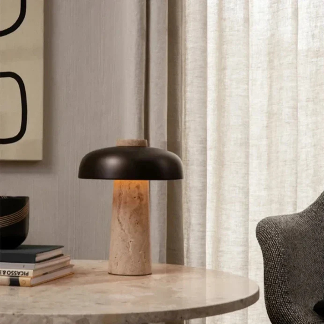 Luxury Travertine LED Table Lamp with Warm Ambient Light