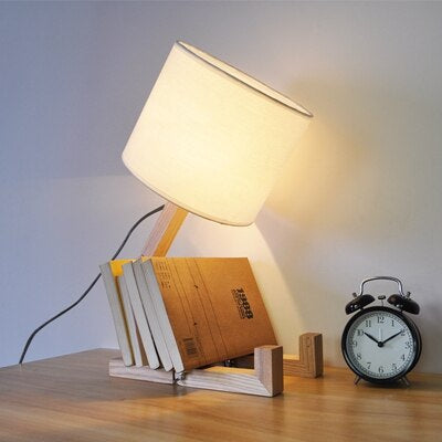 Modern Solid Wood Table Lamp with Linen Shade