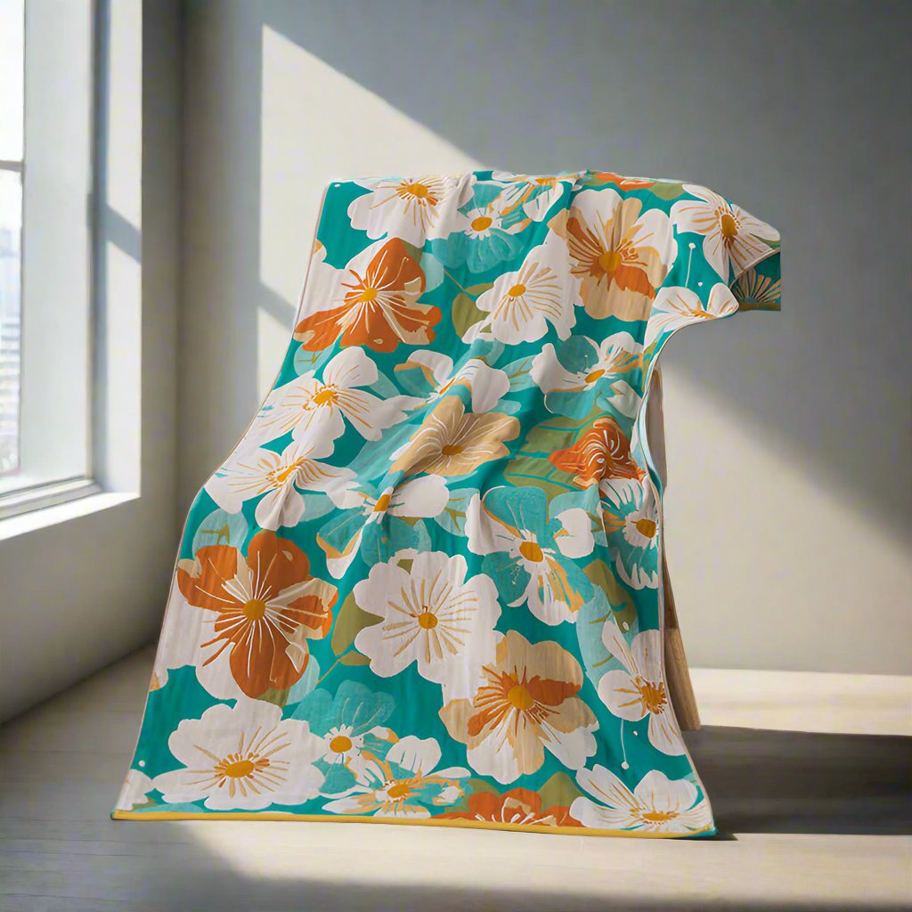 Floral Cotton Gauze Bath Towel