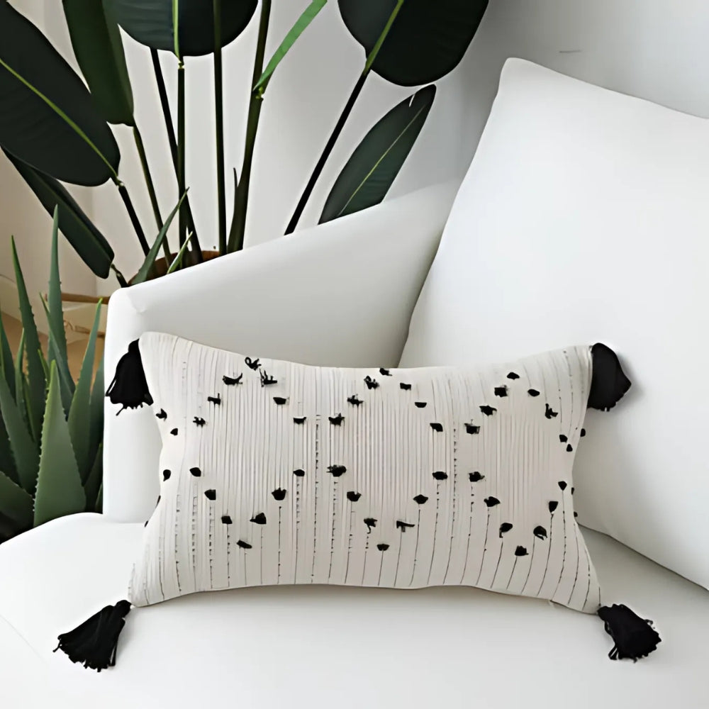 Moroccan Geometric Embroidered Cushion Cover