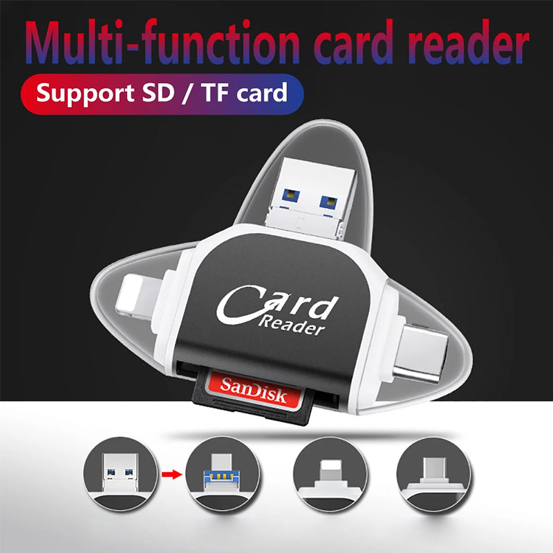 USB C 4 in 1 Memory Card Reader for SD and Micro SD