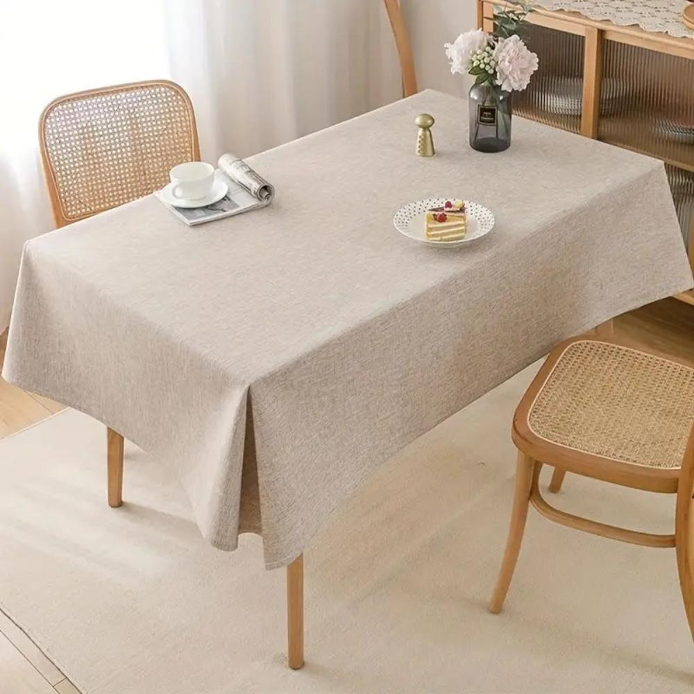 Cotton-Linen Blend Minimalist Rectangle Tablecloth