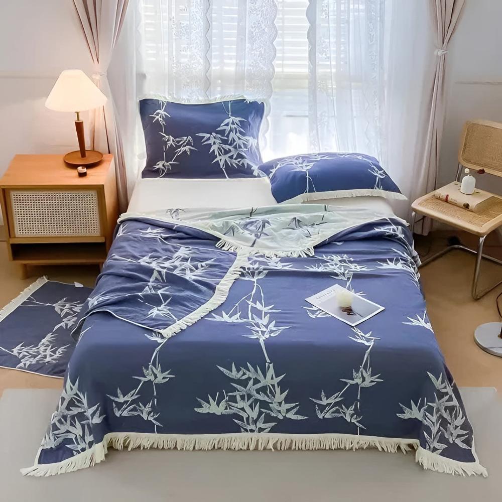 Bamboo Cotton Lightweight Reversible Throw Blanket