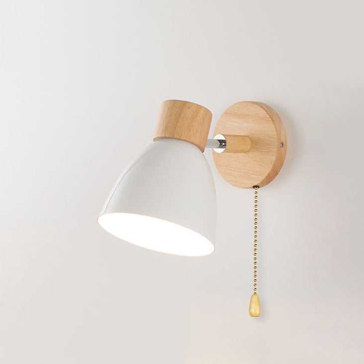 Modern Macaron Wall Light with Natural Wood Accent
