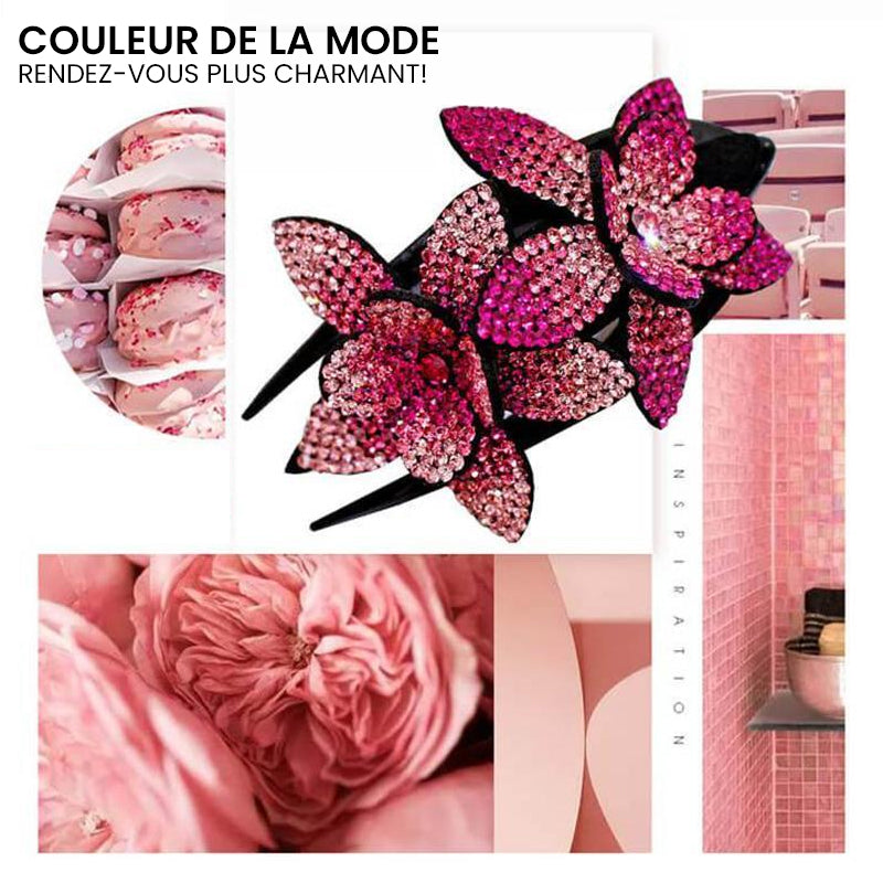 Double Flower Rhinestone Hairpin for Elegant Hairstyles