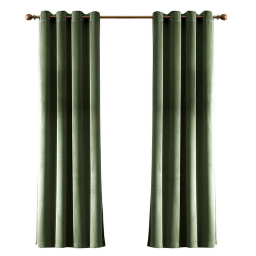Soft Grass Green Velvet Curtain Drapes