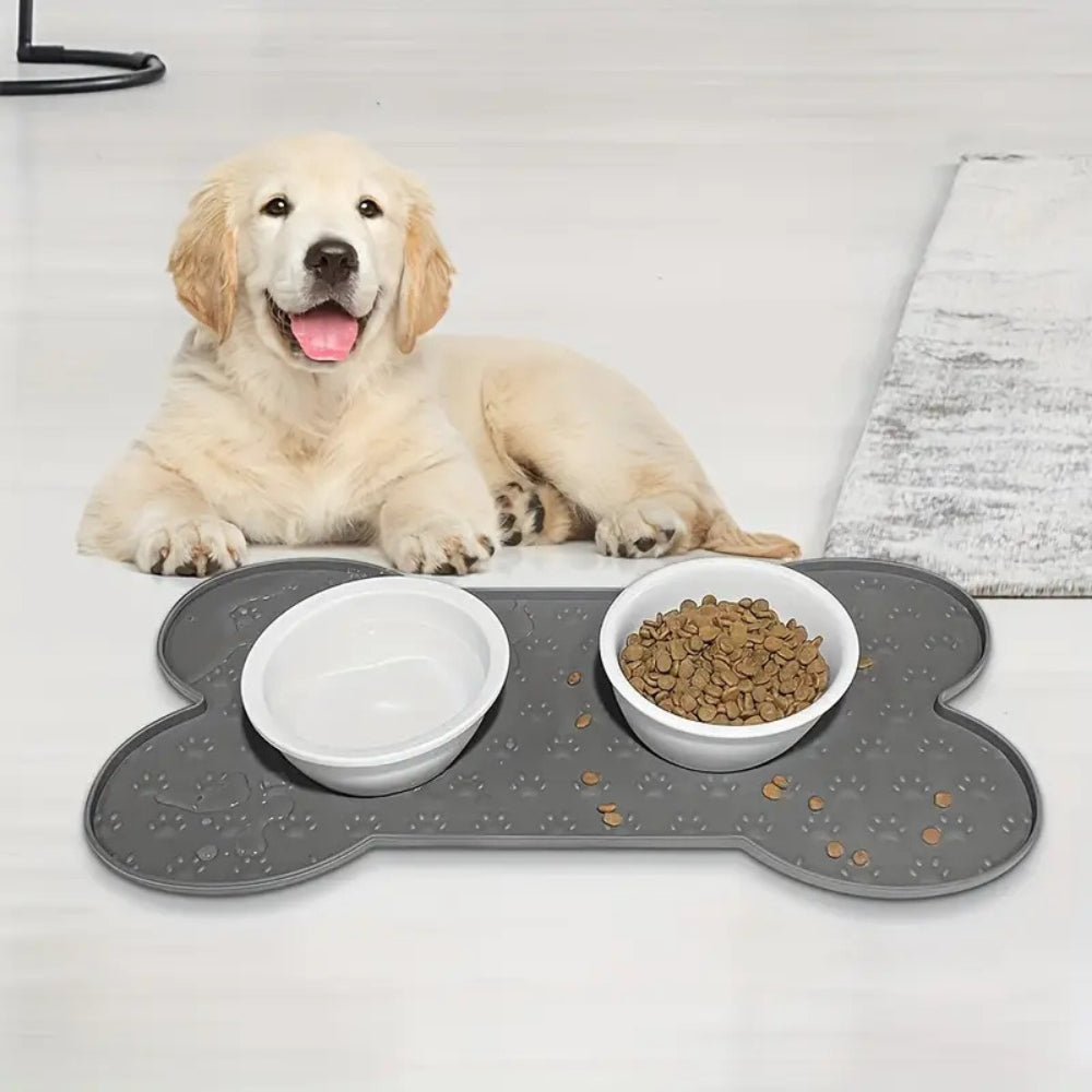 Bone-Shaped Non-Slip Silicone Pet Feeding Mat