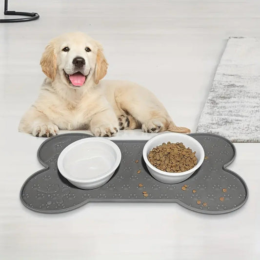 Bone-Shaped Non-Slip Silicone Pet Feeding Mat