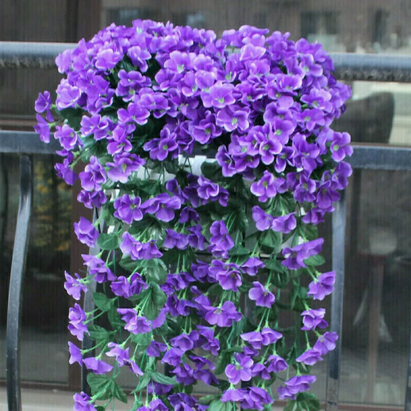 Purple Silk Hanging Flower Basket