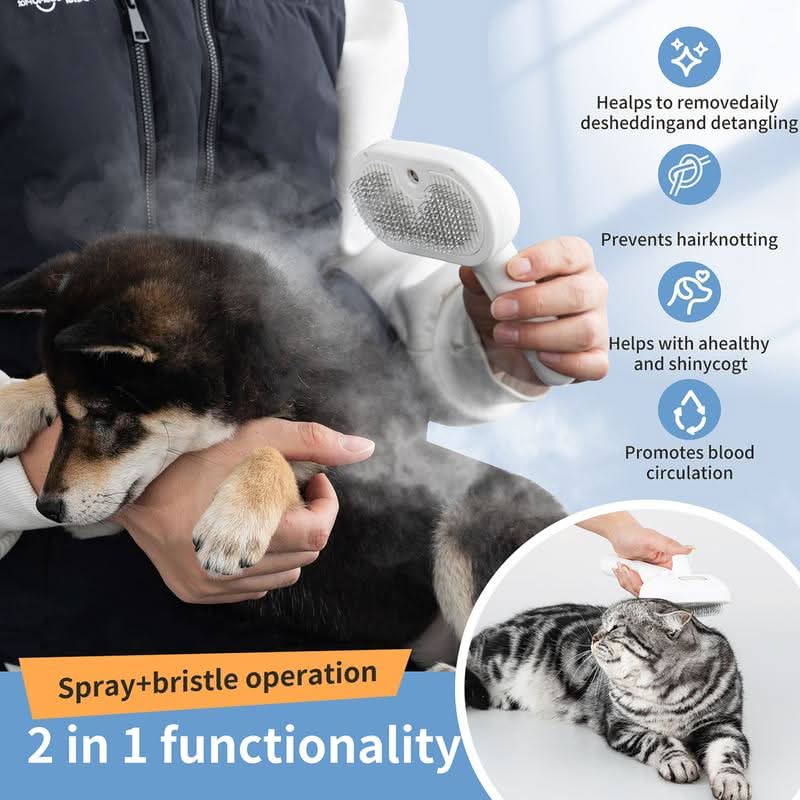 Pet Grooming Brush with Massage Effect and Easy-Clean Button