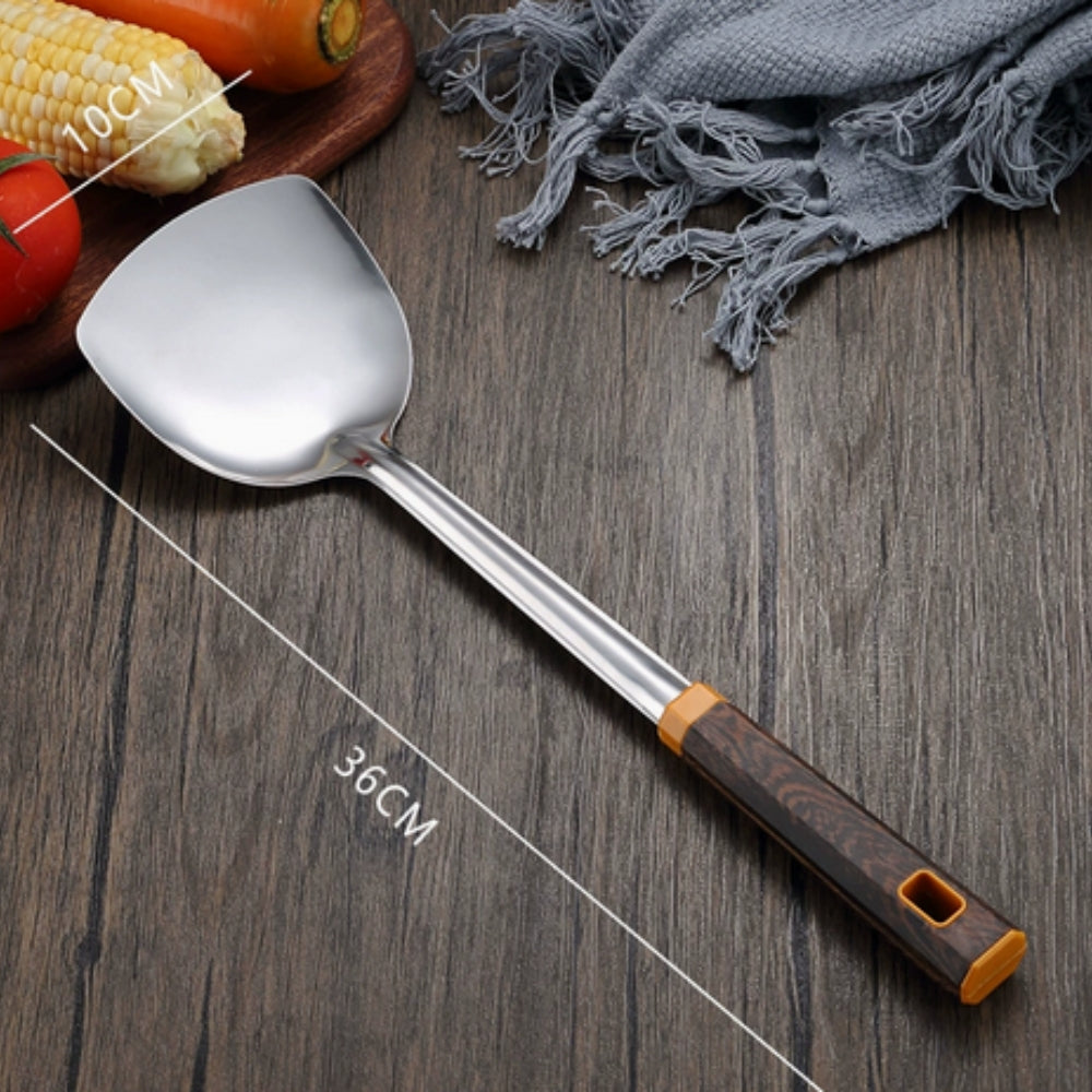 Wood Grain Stainless Steel Cooking Utensils Set - 6 Pieces