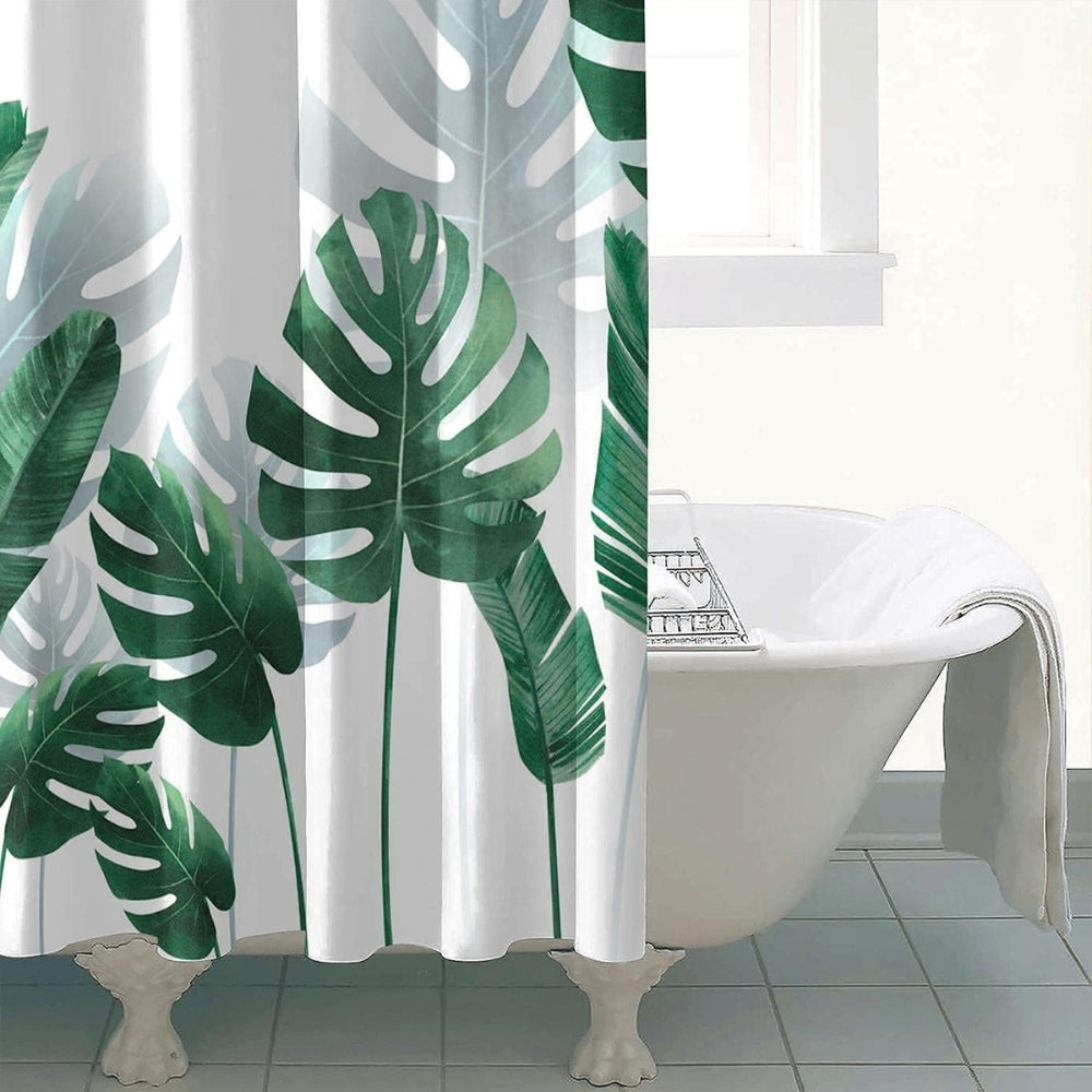 Waterproof Tropical Monstera Leaves Shower Curtain