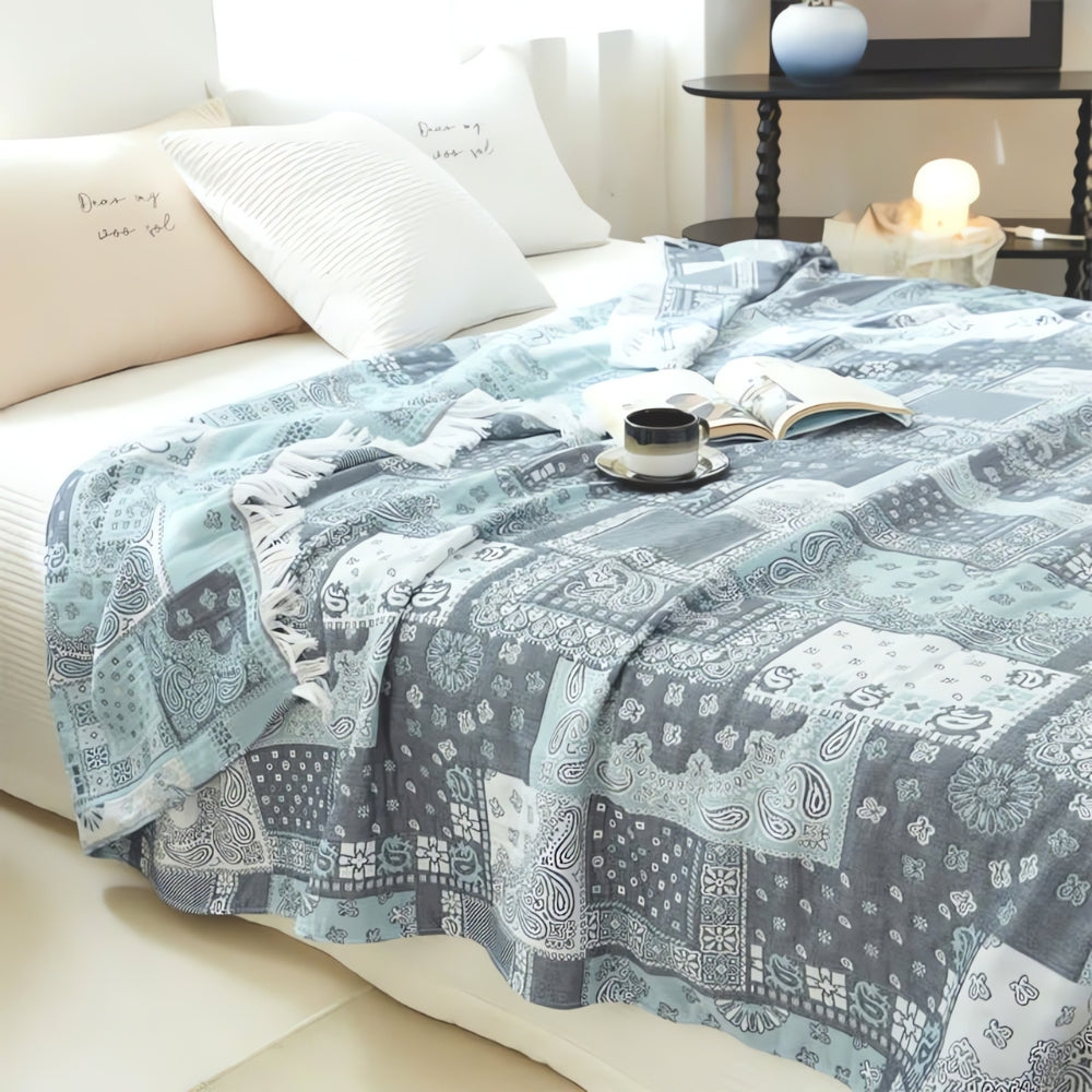 Mosaic Pattern Lightweight Cotton Gauze Blanket