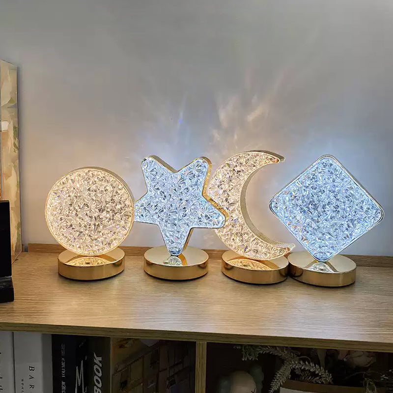 Star and Moon Metal Table Lamp with USB Charging