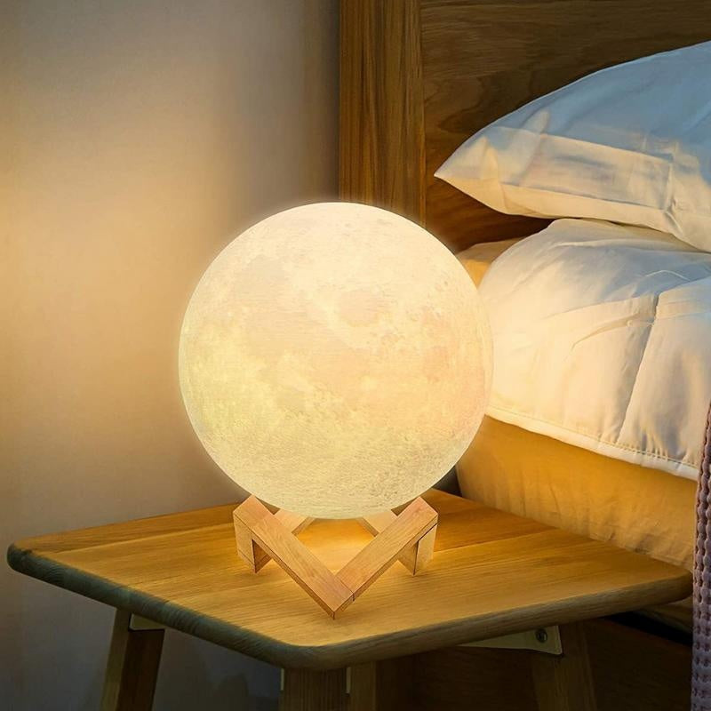 3D Printed Moon Night Light - 4 Inch Lunar Lamp