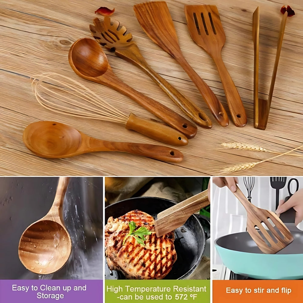 Premium 7-Piece Wooden Cooking Utensil Set