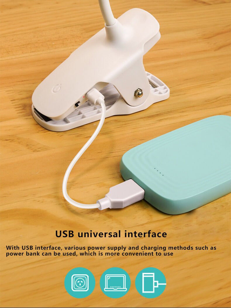 Rechargeable LED Clip Desk Lamp with Eye Protection