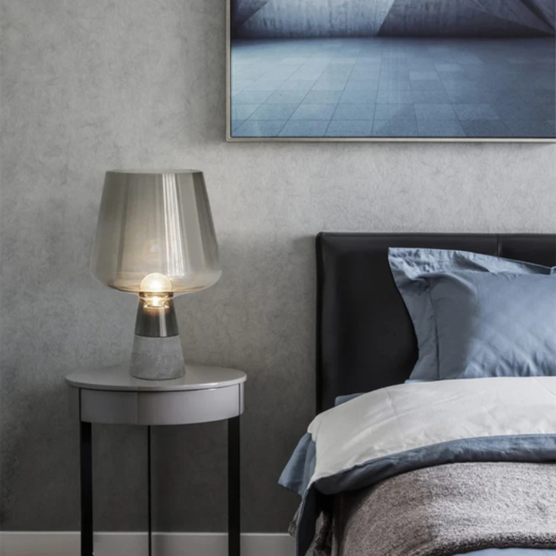 Industrial Stone Table Lamp with LED Light