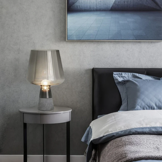Industrial Stone Table Lamp with LED Light