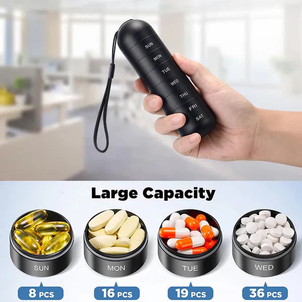 Modular Aluminum 7-Day Pill Organizer with Waterproof Seals