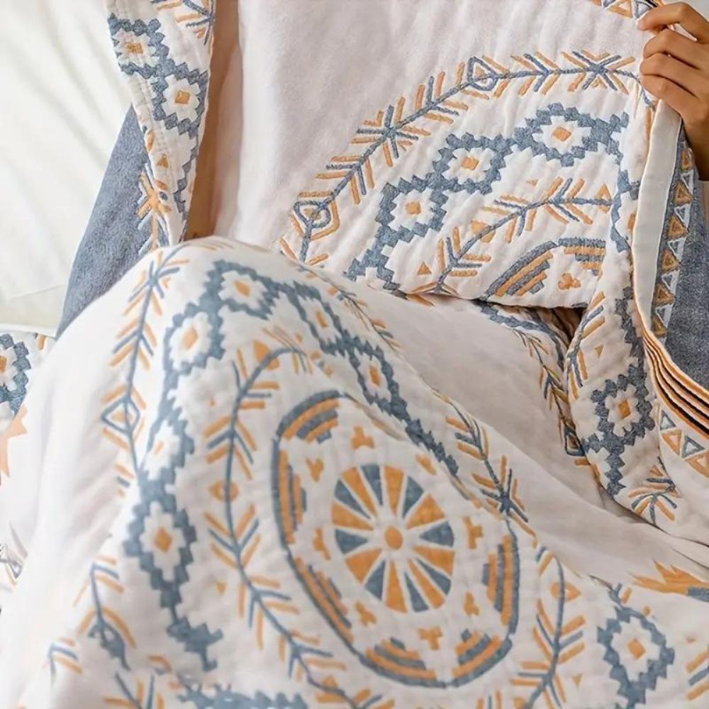 Boho Cotton Throw Blanket with Mandala Design