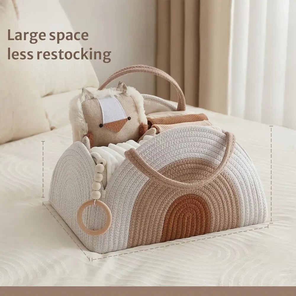 Neutral Tone Woven Baby Storage Organizer