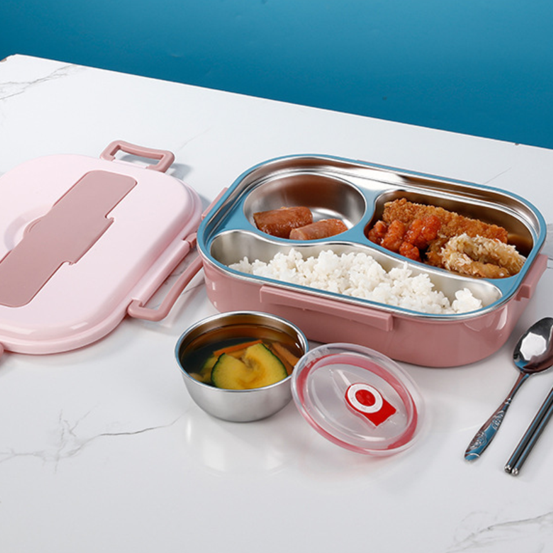 Stainless Steel Insulated Bento Lunch Box with Soup Bowl and Compartments