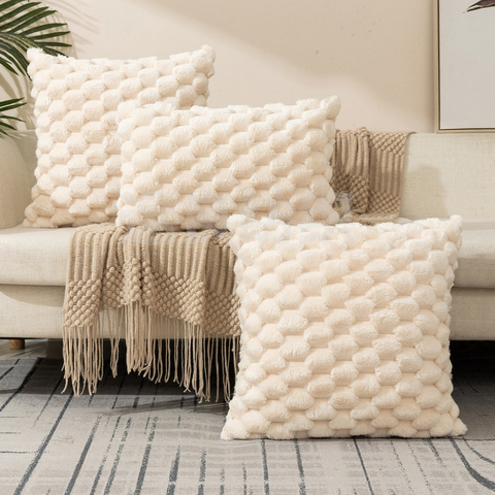3D Plush Marshmallow Cushion Cover in Cream White