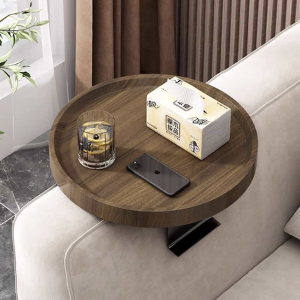 Walnut Clip-On Sofa Armrest Tray