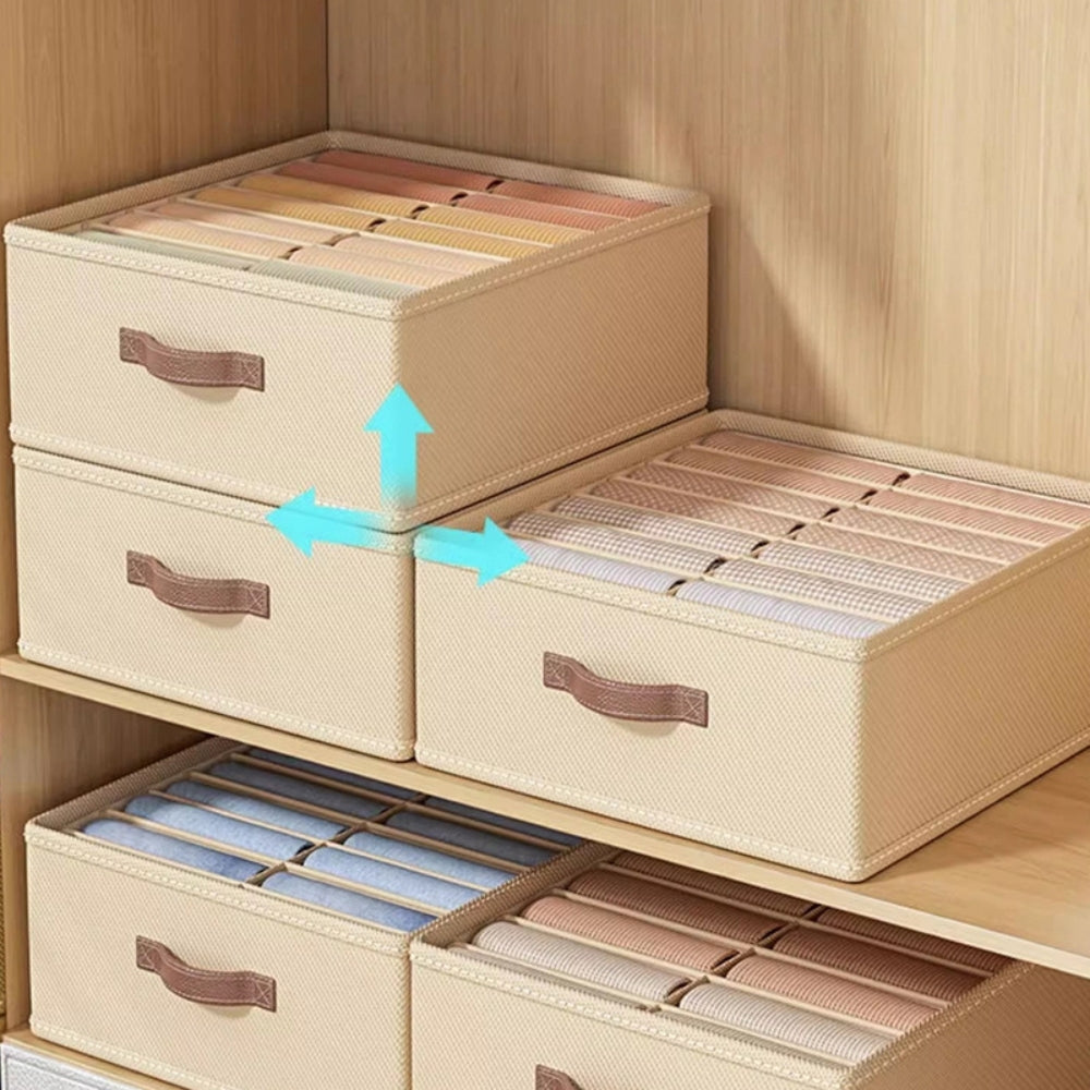 Gray Linen Storage Organizer with 16 Compartments